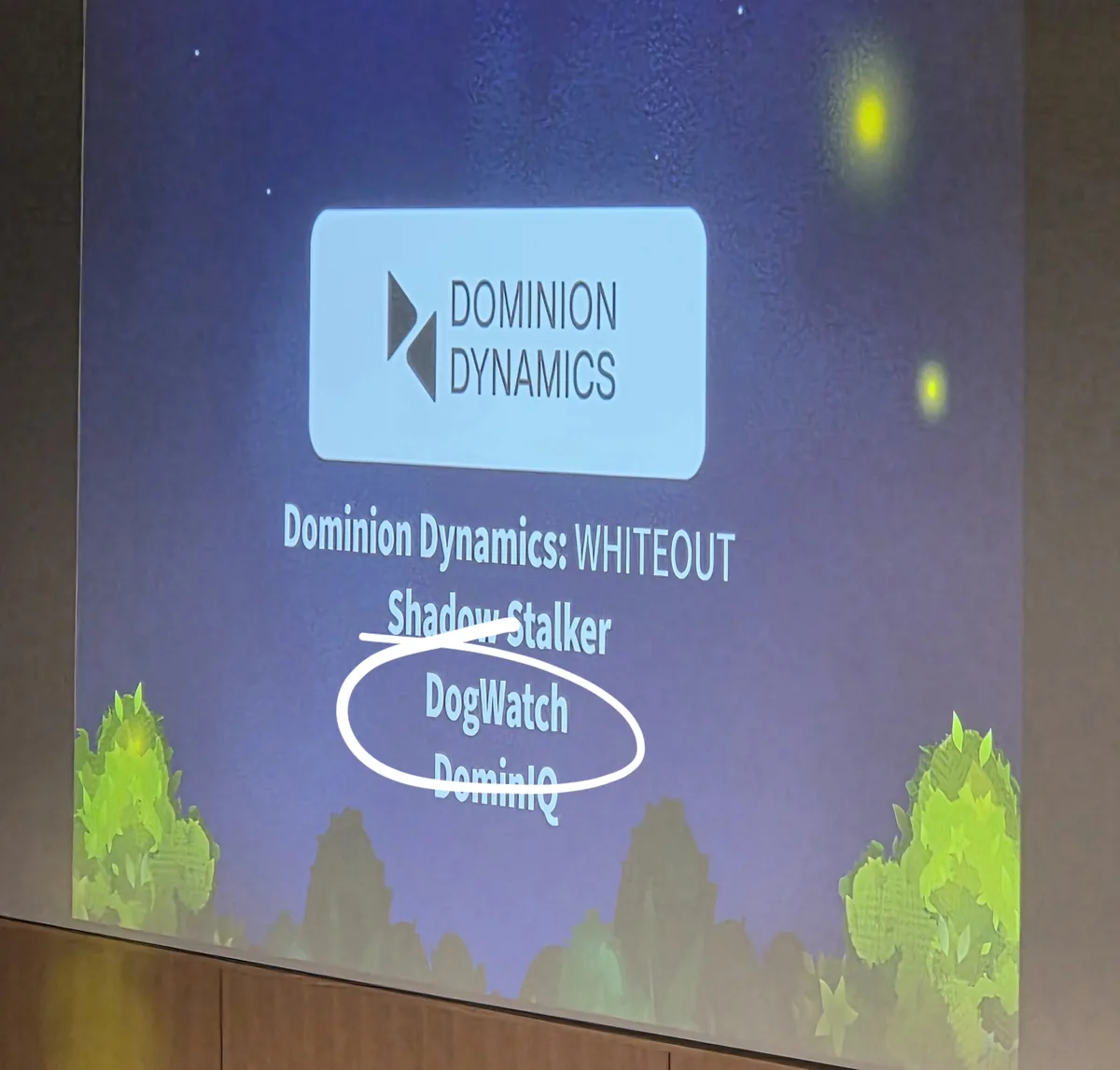 DogWatch named on the WHITEOUT track results slide